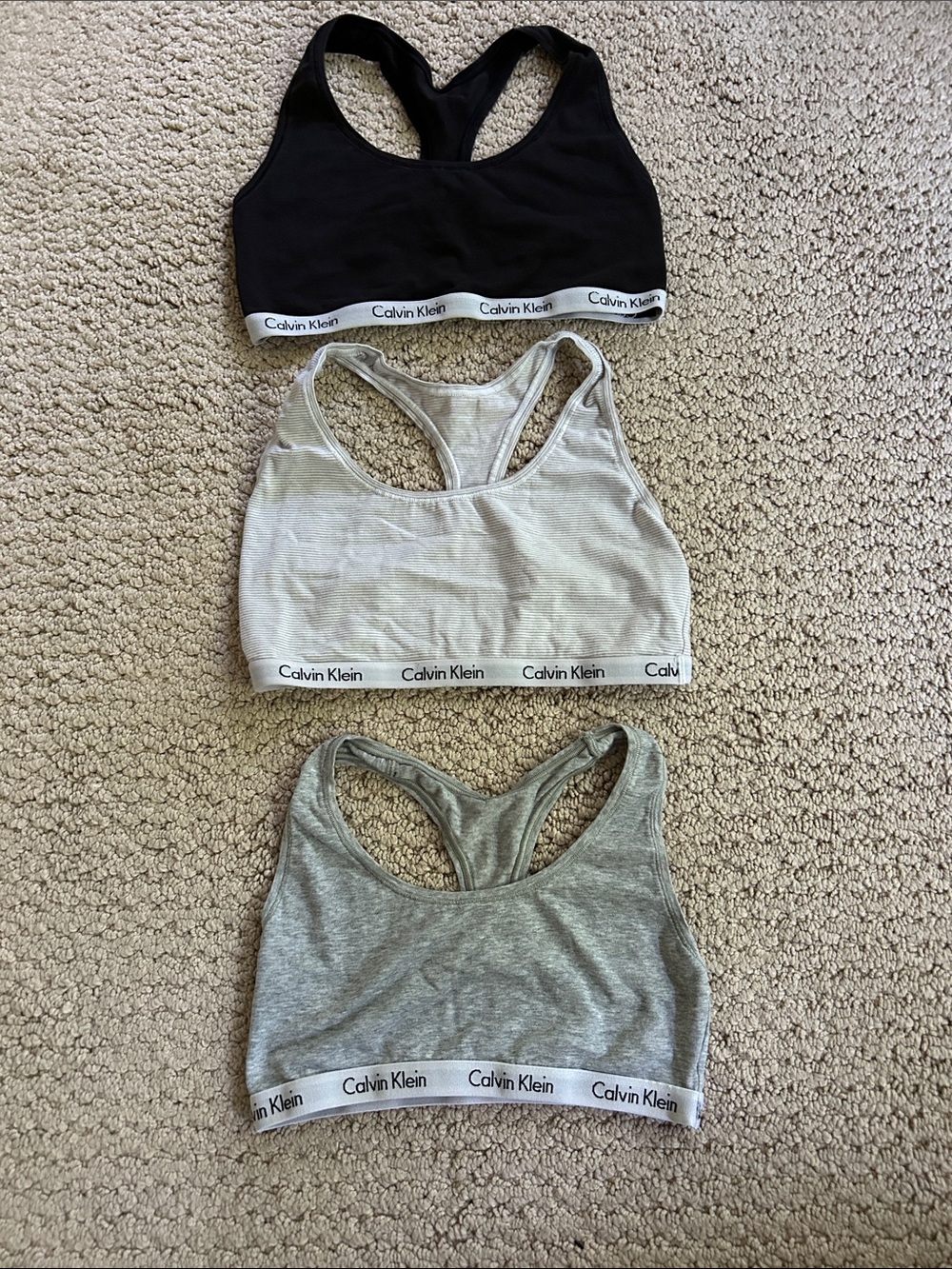 Calvin Klein Racerback Sports Bras - Black, Light Gray, Heather Gray